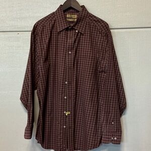 Men's Maroon Check Long-Sleeve Dress Shirt